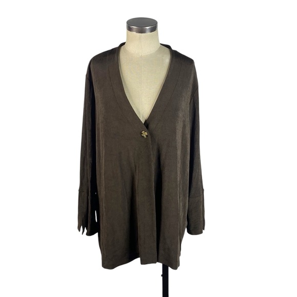 NEW Chicos Travelers Tort Button Jacket Cardigan 3 (XL - 16 / 18) Cocoa Bean - Picture 1 of 9